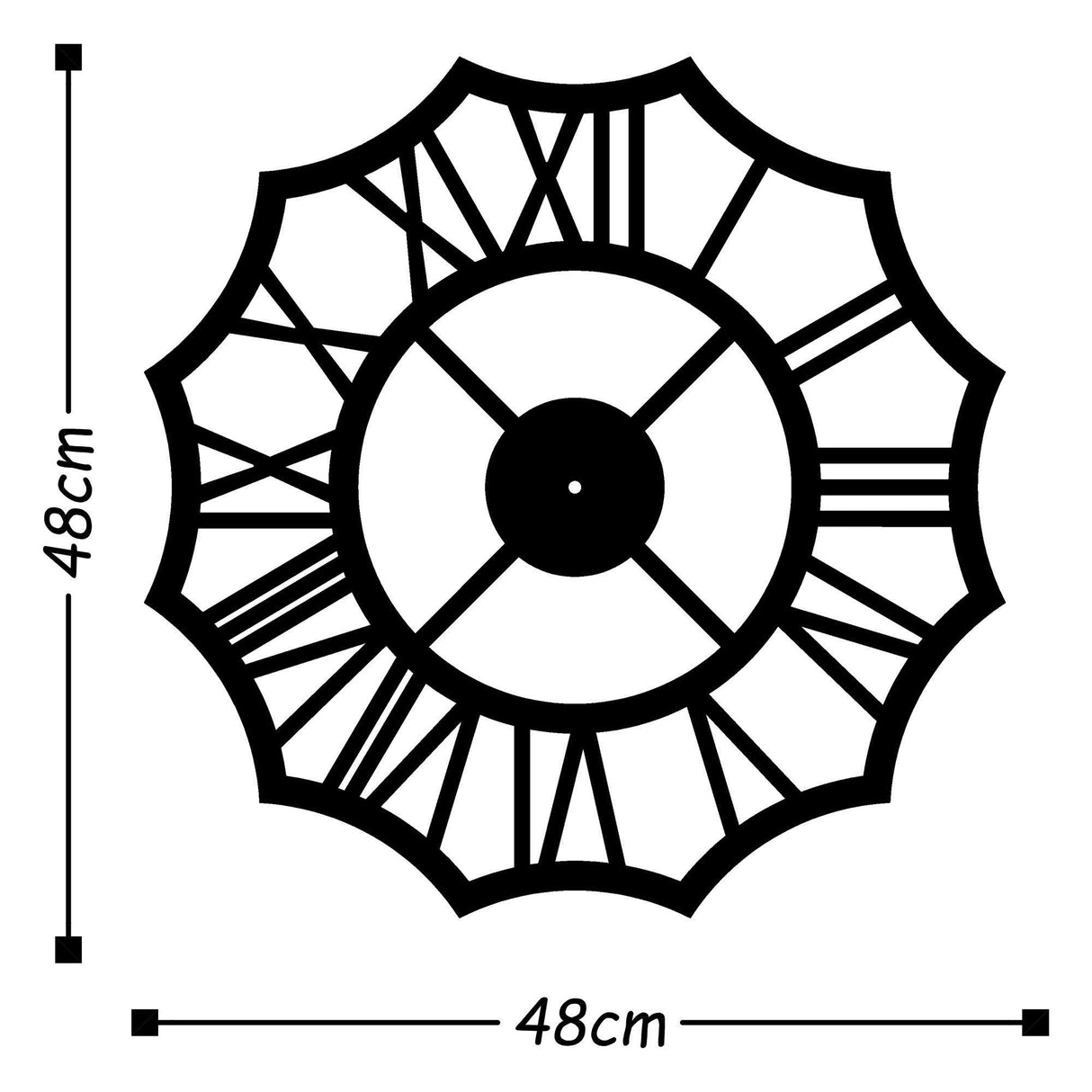 Ceas de perete Metal Wall Clock 23 - Black, Negru, 48x1x48 cm