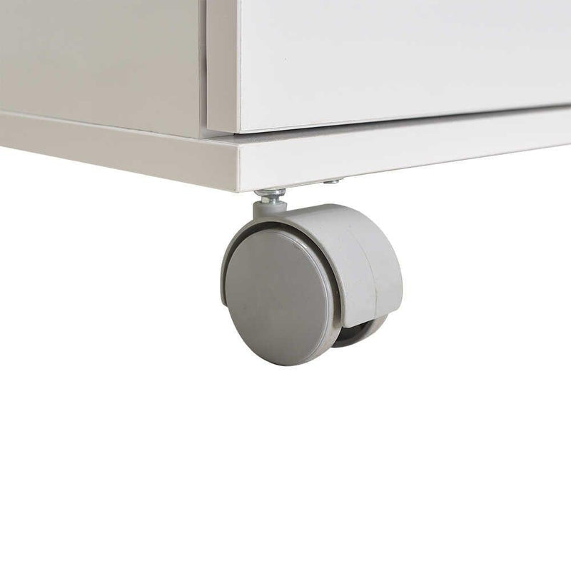 Comoda Adore Diamond, 1 usa, 5 sertare, cu rotile, Alb Lucios, 85 x 44 x 81 cm