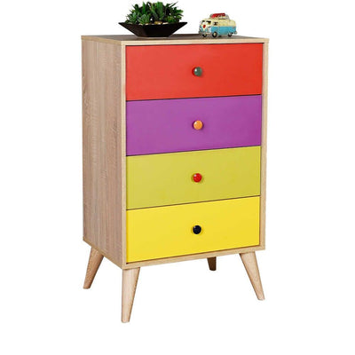 Comoda Adore Rainbow, 4 sertare, Multicolor/Sonoma, 60 x 104 x 45 cm
