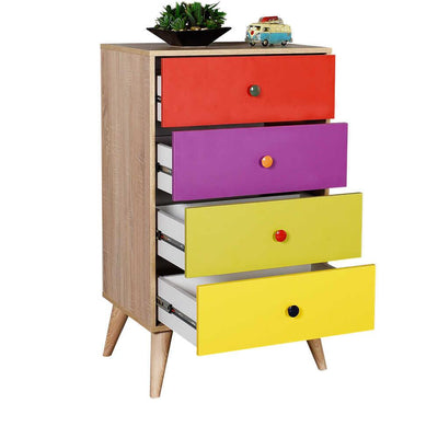 Comoda Adore Rainbow, 4 sertare, Multicolor/Sonoma, 60 x 104 x 45 cm