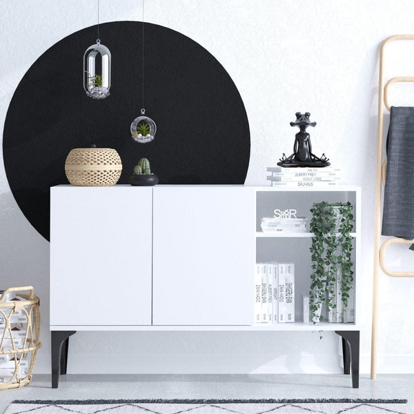 Comoda Galaxy cu 2 usi si Rafturi, Alb, 120x80x40 cm