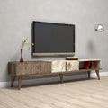 COMODA TV Lux Elixir cu 3 Compartimente, Alb - Nuc, 180 x 40 x 35 cm