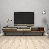 COMODA TV Lux Elixir cu 3 Compartimente, Alb - Nuc, 180 x 40 x 35 cm