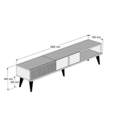 COMODA TV Lux Elixir cu 3 Compartimente, Alb - Nuc, 180 x 40 x 35 cm
