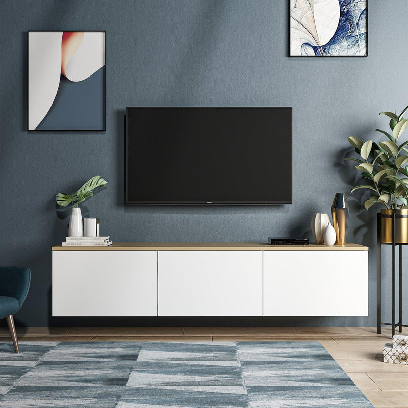 COMODA TV Neon cu 3 Compartimente, Alb, 160 x 35 x 32 cm