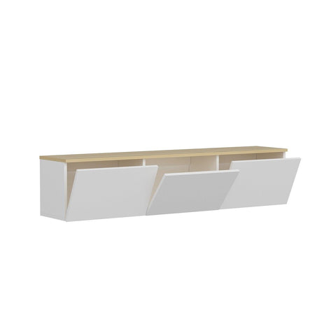 Comoda Tv Neon cu 3 Compartimente, Alb, 160x35x32 cm