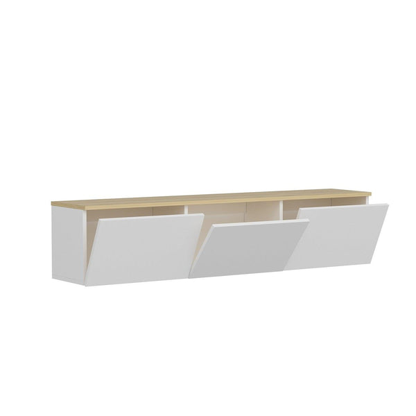 Comoda Tv Neon cu 3 Compartimente, Alb, 160x35x32 cm