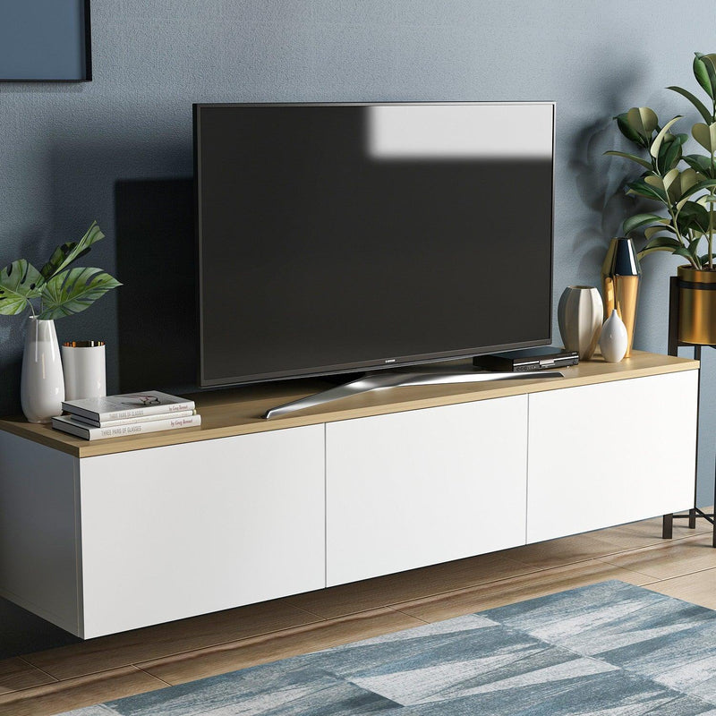 COMODA TV Neon cu 3 Compartimente, Alb, 160 x 35 x 32 cm