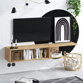 Comoda TV Pan cu rafturi, Stejar, 150 x 26 x 24 cm
