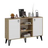 Consola Ege cu 2 Usi si Rafturi, Stejar, 140 x 96 x 40 cm