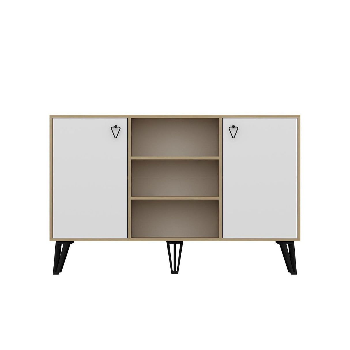 Consola Ege cu 2 Usi si Rafturi, Stejar, 140 x 96 x 40 cm