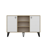 Consola Ege cu 2 Usi si Rafturi, Stejar, 140 x 96 x 40 cm