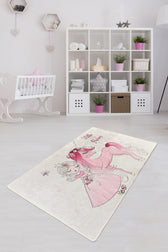 Covor de Copii Little Princess, Roz - Alb, 100x160 cm