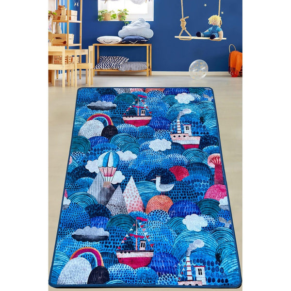 Covor de Copii Mare Albastra, Albastru, 80x150 cm