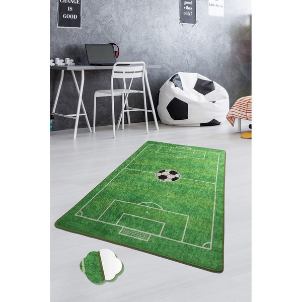 Covor de Copii Teren Football, Verde, 100x160 cm