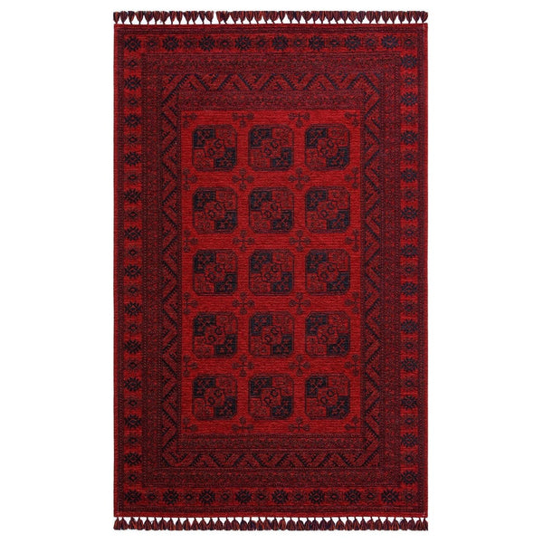 Covor de living / dormitor Maze Home Buhari, Lavabil, Retro Oriental, Rosu, 120x180 cm