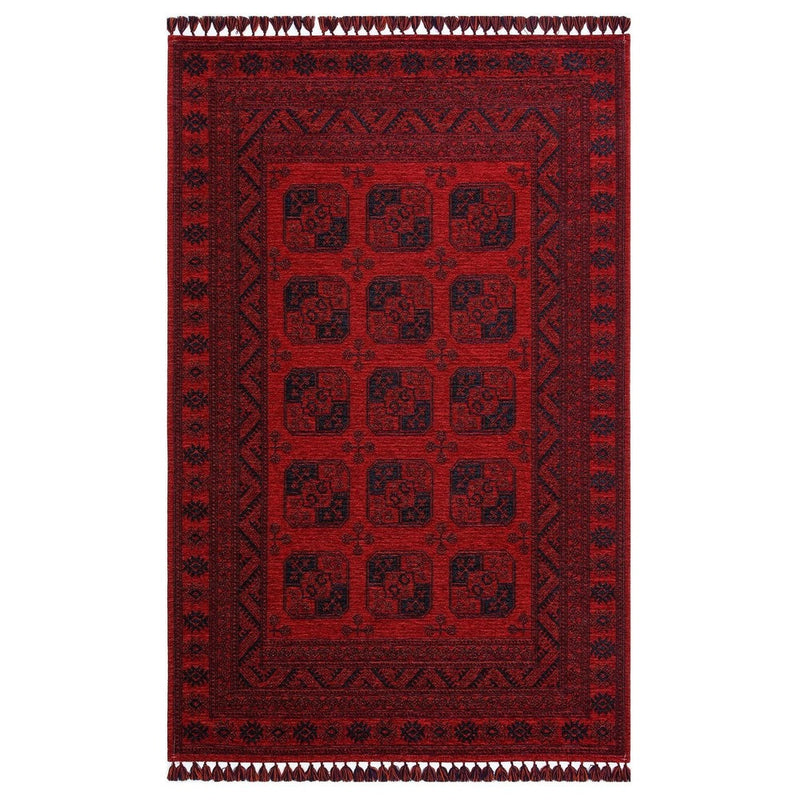 Covor de living / dormitor Maze Home Buhari, Lavabil, Retro Oriental, Rosu, 120x180 cm