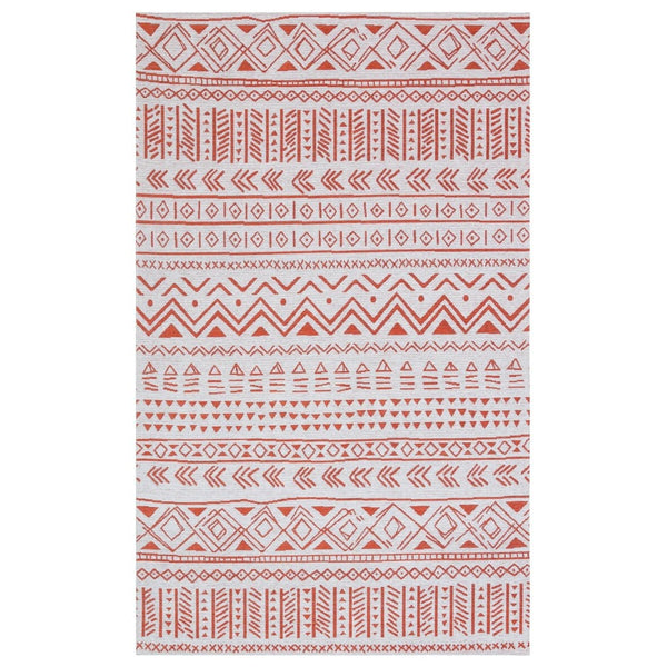 Covor de living / dormitor Maze Home Palma Lavabil, Gri - Rosu (diverse dimensiuni), 80x150 cm