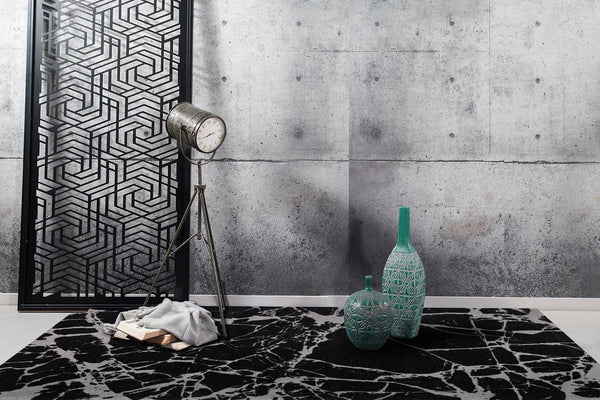 Covor de living / dormitor Maze Home Smart, Gri - Negru (diverse dimensiuni), 120x180 cm