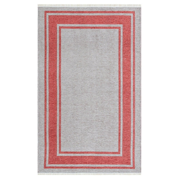 Covor Maze Home Noa Reversibil, Lavabil, Rosu - Gri (diverse dimensiuni), 75x150 cm