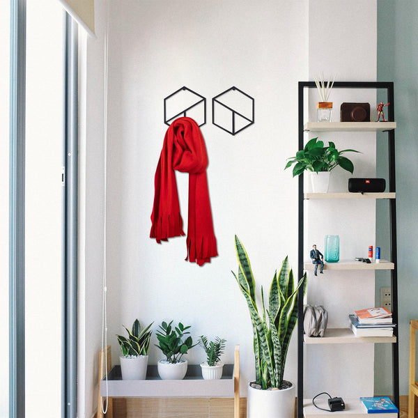 Cuier de hol metalic Geometric, Negru, 20x40 cm
