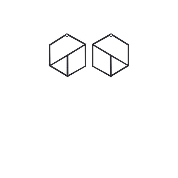 Cuier de hol metalic Geometric, Negru, 20x40 cm