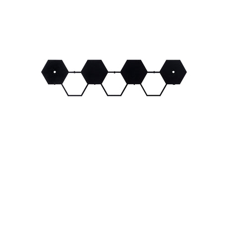 Cuier de hol metalic Hexagon, Negru, 16x60 cm