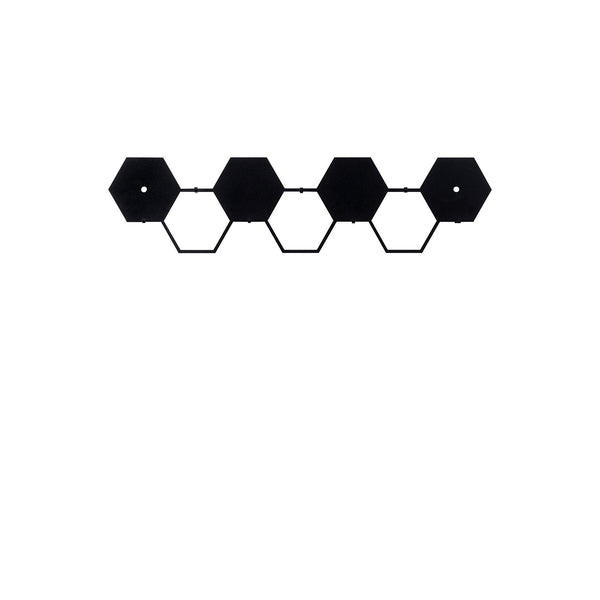 Cuier de hol metalic Hexagon, Negru, 16x60 cm
