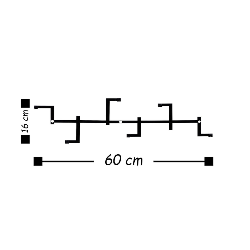 Cuier de hol metalic Strip, Negru, 16x1x60 cm