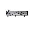 Cuier metalic Note, Negru, 19x0,2x60 cm