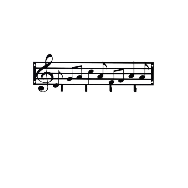 Cuier metalic Note, Negru, 19x60 cm