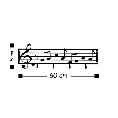 Cuier metalic Note, Negru, 19x0,2x60 cm