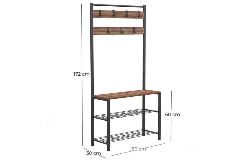 Cuier Tifo cadru metal, Negru, 86 x 172 x 30 cm