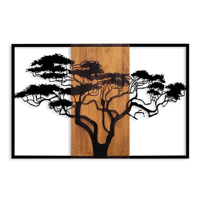 Decoratiune de perete lemn Acacia Tree - 388, Nuc, 58x3x90 cm