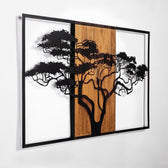 Decoratiune de perete lemn Acacia Tree - 388, Nuc, 58x3x90 cm