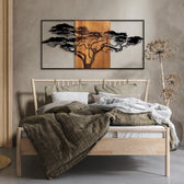 Decoratiune de Perete Lemn Acacia Tree, Negru, 70x3x147 cm