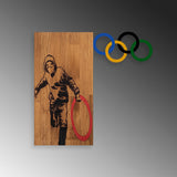 Decoratiune de perete lemn Banksy - 14, Nuc, 60x3x58 cm
