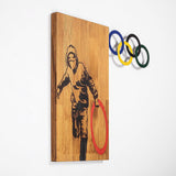 Decoratiune de perete lemn Banksy - 14, Nuc, 60x3x58 cm
