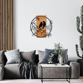 Decoratiune de perete lemn Dragostea in Aer, Negru, 60 x 59 x 3