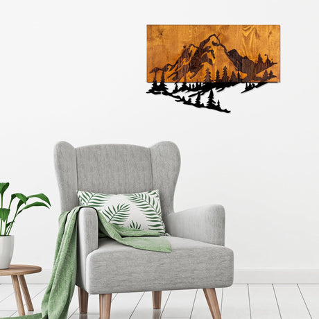 Decoratiune de perete lemn Skyler, Nuc, 38x58 cm