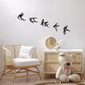 Decoratiune de perete lemn Swallows, Negru, 18x0,1x19 cm