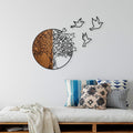 Decoratiune de perete lemn Tree And Birds 2, Nuc, 56x3x60 cm
