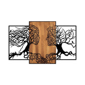 Decoratiune de perete lemn Tree Love - 312, Negru, 3x79x125 cm