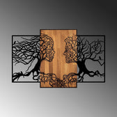 Decoratiune de perete lemn Tree Love - 312, Negru, 3x79x125 cm