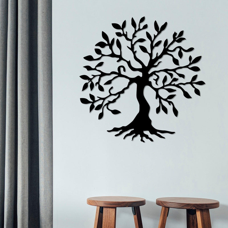 Decoratiune de perete Metal Agac, Negru, 60x0.15x60 cm