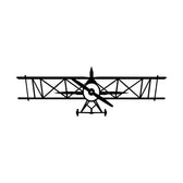 Decoratiune de perete Metal Avion, Negru, 23x70 cm