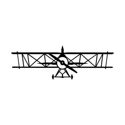 Decoratiune de perete Metal Avion, Negru, 23x70 cm