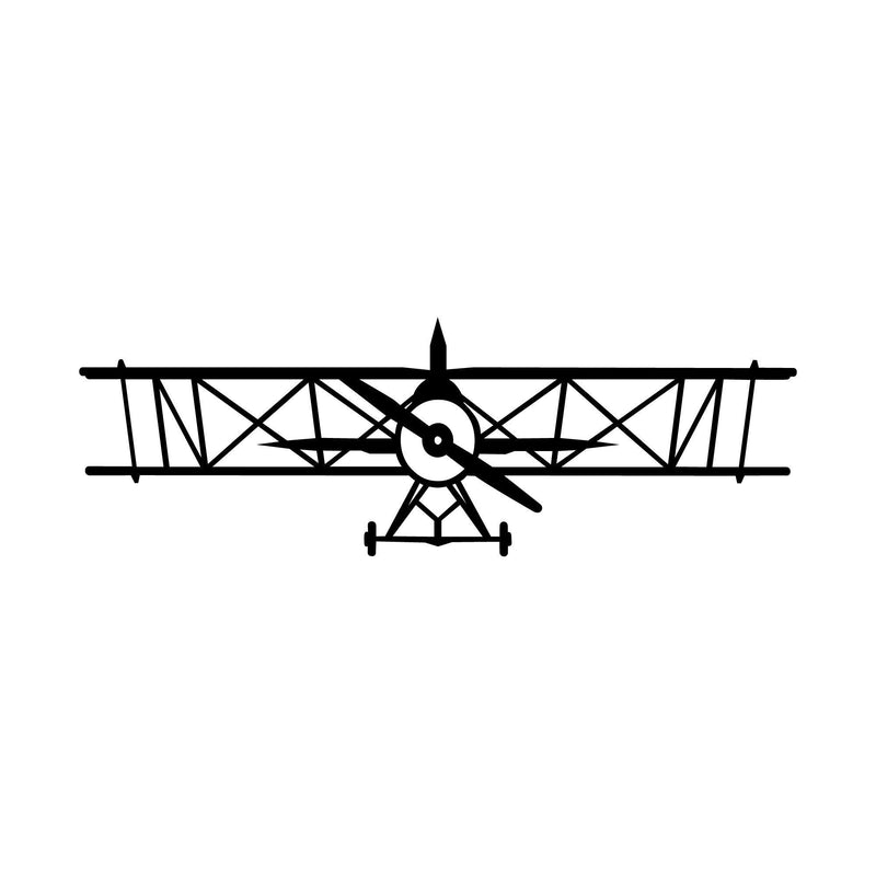 Decoratiune de perete Metal Avion, Negru, 23x70 cm