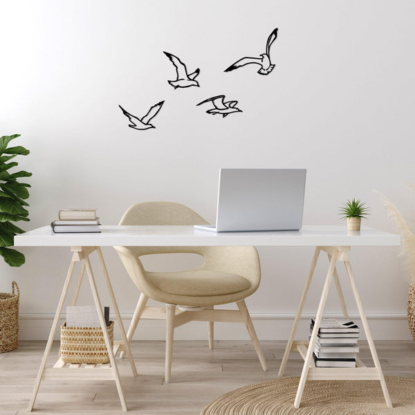 Decoratiune de perete Metal Birds Sorty - 443, Negru, 20x22 cm