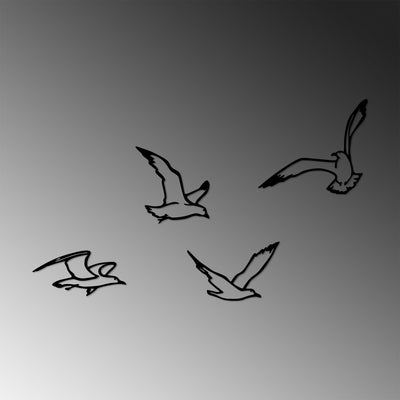Decoratiune de perete Metal Birds Sorty - 443, Negru, 1.5x20x22 cm